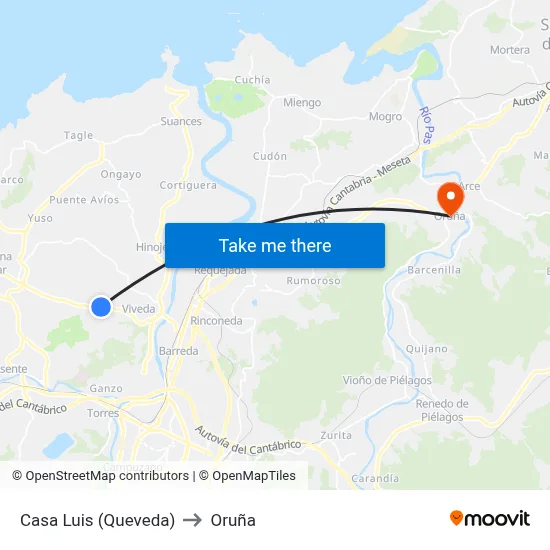 Casa Luis (Queveda) to Oruña map
