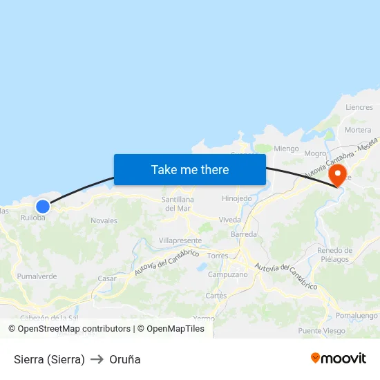Sierra (Sierra) to Oruña map