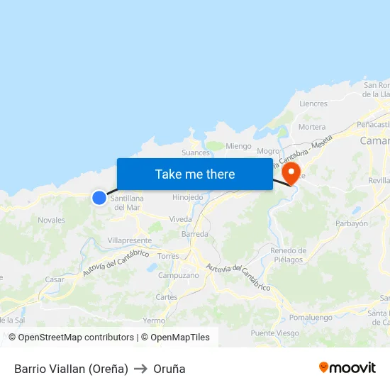 Barrio Viallan (Oreña) to Oruña map