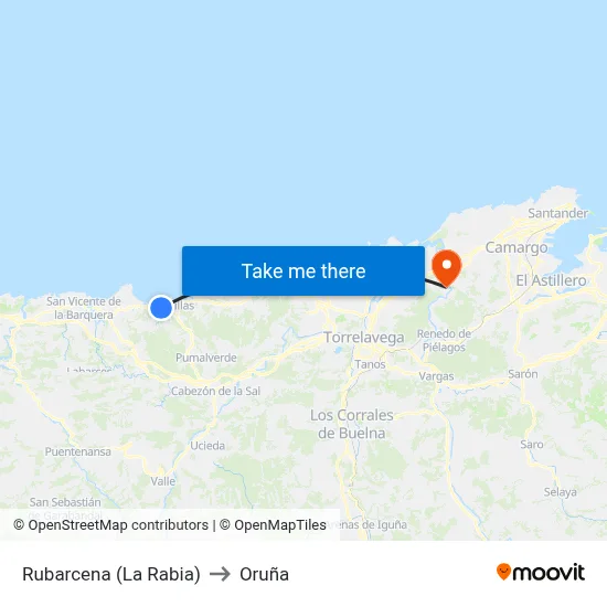 Rubarcena (La Rabia) to Oruña map
