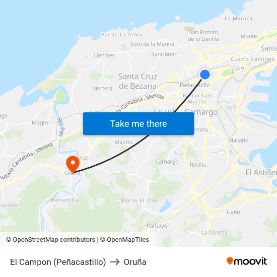 El Campon (Peñacastillo) to Oruña map