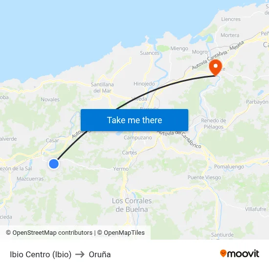 Ibio Centro (Ibio) to Oruña map