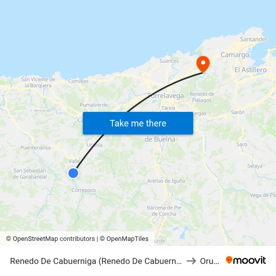 Renedo De Cabuerniga (Renedo De Cabuerniga) to Oruña map