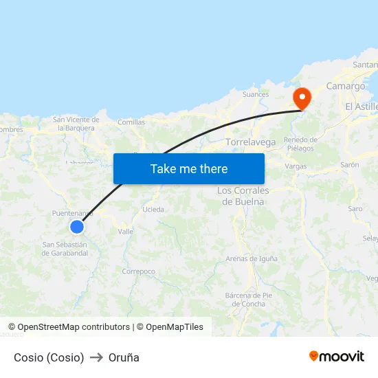 Cosio (Cosio) to Oruña map