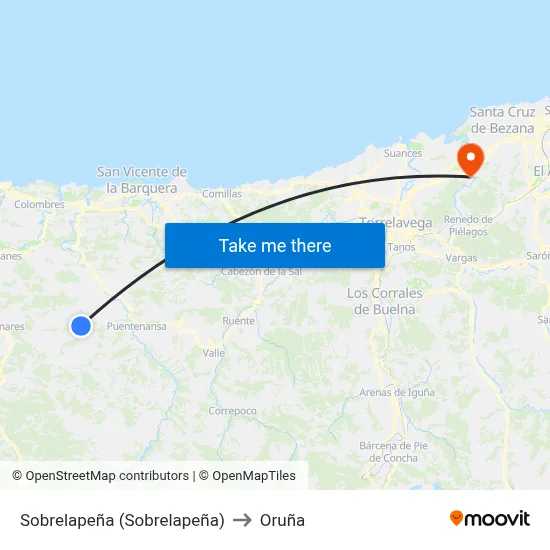 Sobrelapeña (Sobrelapeña) to Oruña map