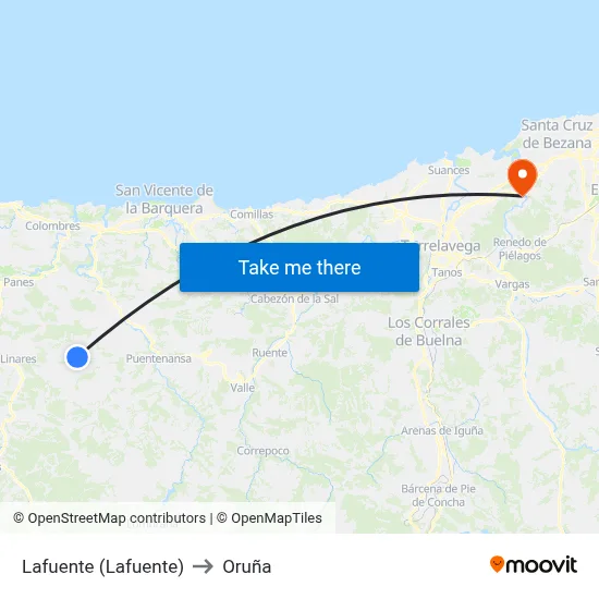 Lafuente (Lafuente) to Oruña map