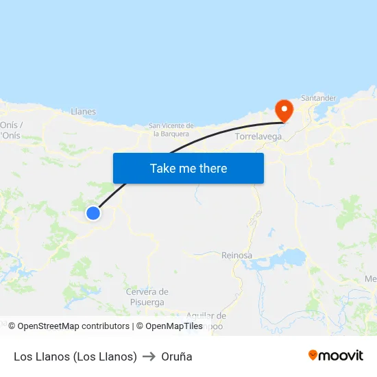 Los Llanos (Los Llanos) to Oruña map