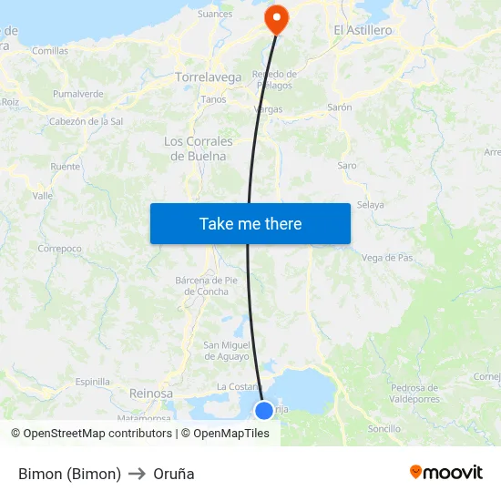 Bimon (Bimon) to Oruña map