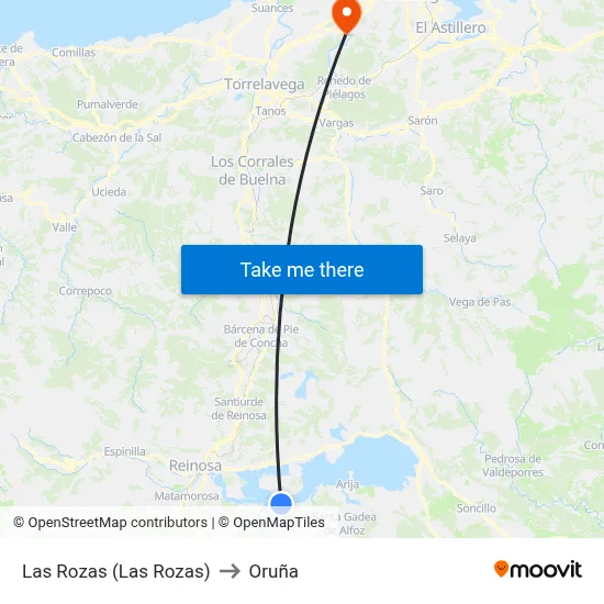 Las Rozas (Las Rozas) to Oruña map