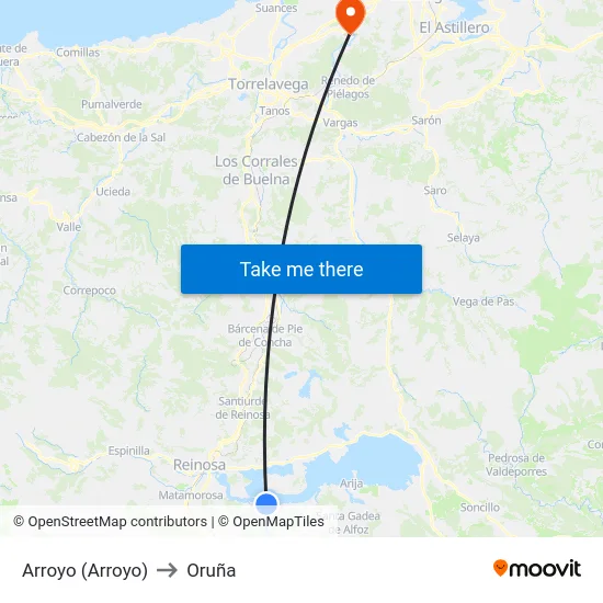 Arroyo (Arroyo) to Oruña map