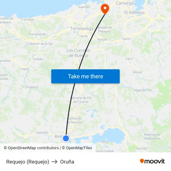 Requejo (Requejo) to Oruña map