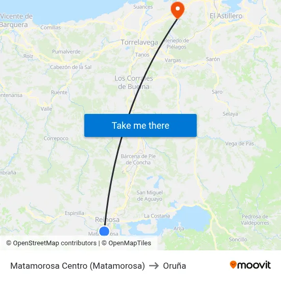 Matamorosa Centro (Matamorosa) to Oruña map