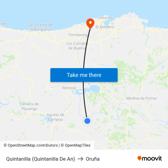 Quintanilla (Quintanilla De An) to Oruña map
