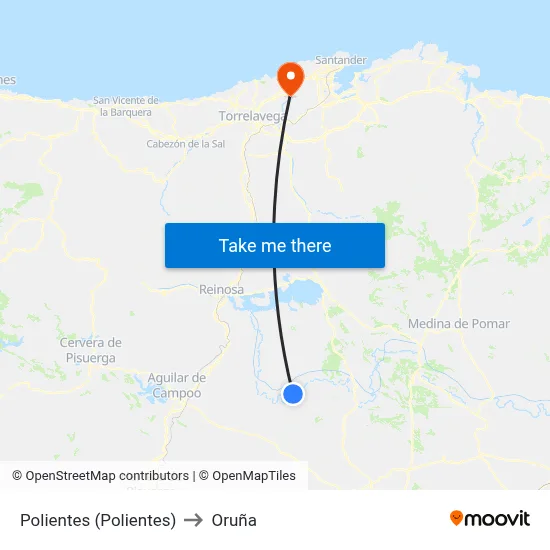 Polientes (Polientes) to Oruña map