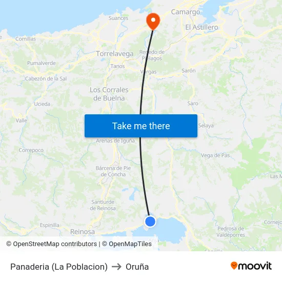 Panaderia (La Poblacion) to Oruña map