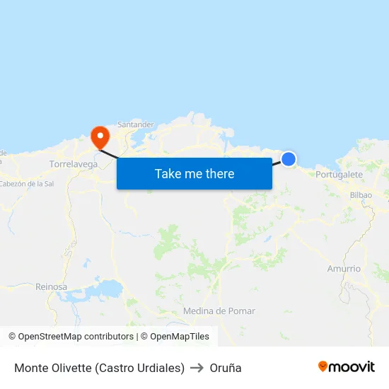 Monte Olivette (Castro Urdiales) to Oruña map
