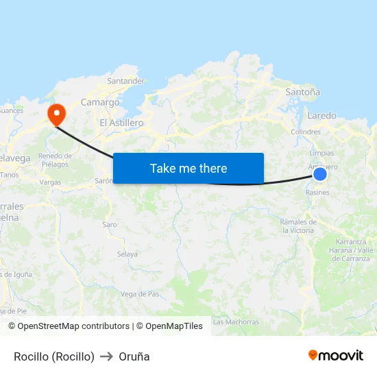 Rocillo (Rocillo) to Oruña map