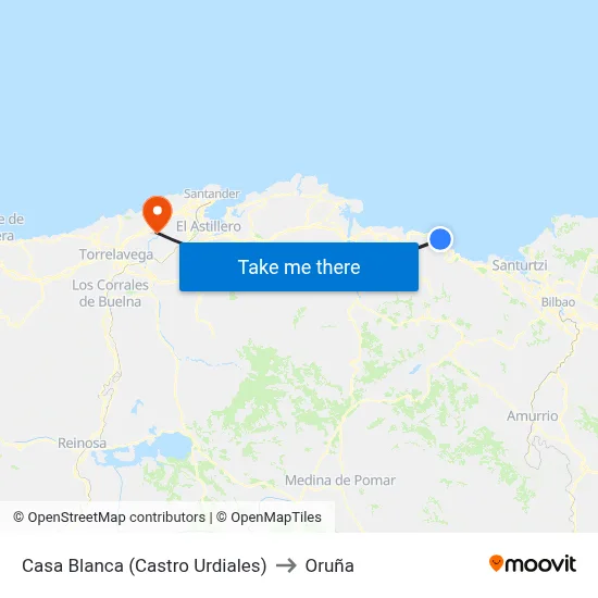 Casa Blanca (Castro Urdiales) to Oruña map