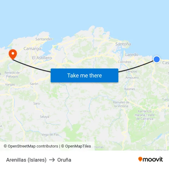 Arenillas (Islares) to Oruña map
