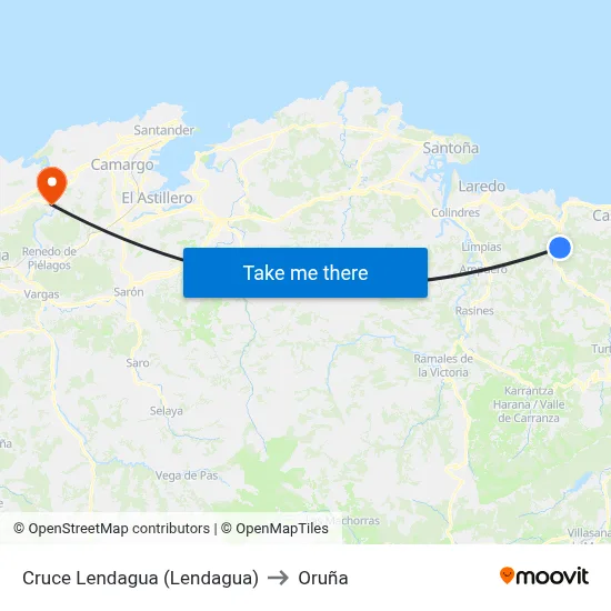 Cruce Lendagua (Lendagua) to Oruña map