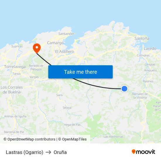 Lastras (Ogarrio) to Oruña map