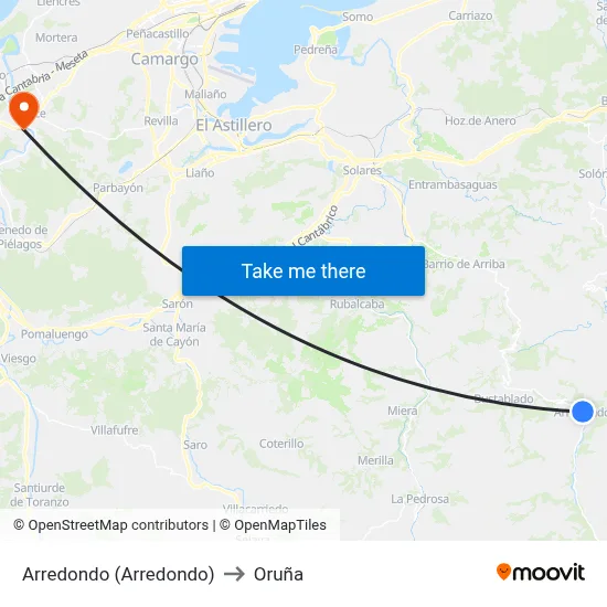 Arredondo (Arredondo) to Oruña map