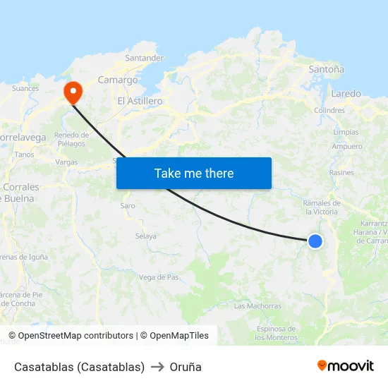 Casatablas (Casatablas) to Oruña map