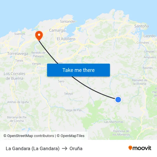 La Gandara (La Gandara) to Oruña map