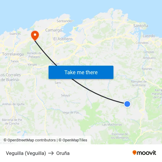 Veguilla (Veguilla) to Oruña map