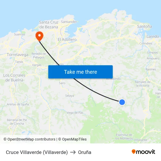 Cruce Villaverde (Villaverde) to Oruña map