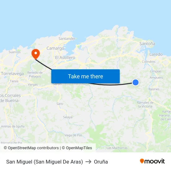 San Miguel (San Miguel De Aras) to Oruña map