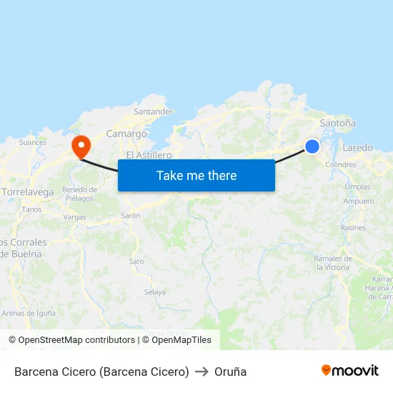 Barcena Cicero (Barcena Cicero) to Oruña map