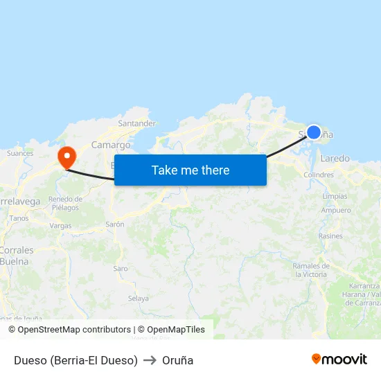 Dueso (Berria-El Dueso) to Oruña map