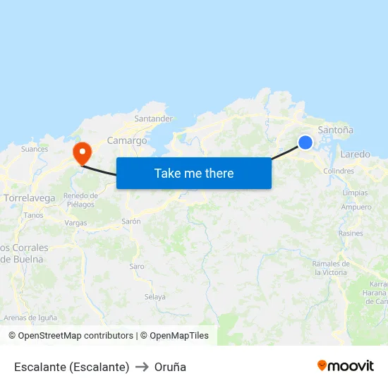 Escalante (Escalante) to Oruña map