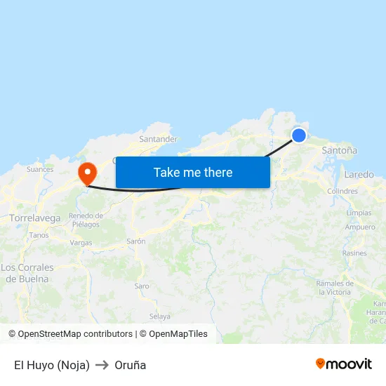 El Huyo (Noja) to Oruña map