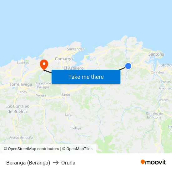 Beranga (Beranga) to Oruña map