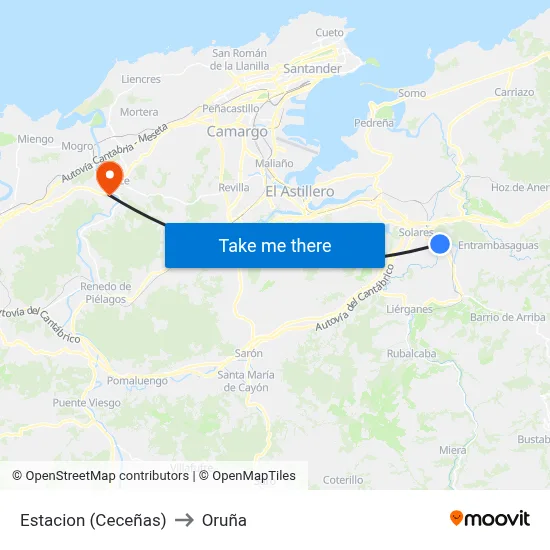 Estacion (Ceceñas) to Oruña map