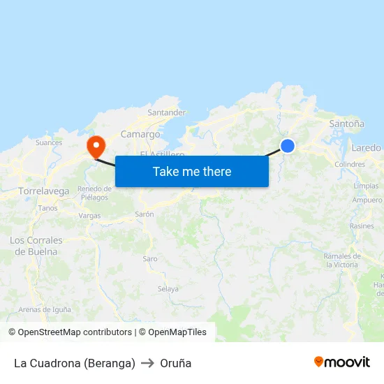 La Cuadrona (Beranga) to Oruña map