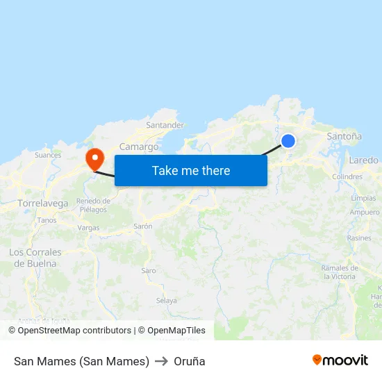 San Mames (San Mames) to Oruña map