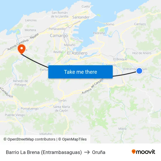 Barrio La Brena (Entrambasaguas) to Oruña map
