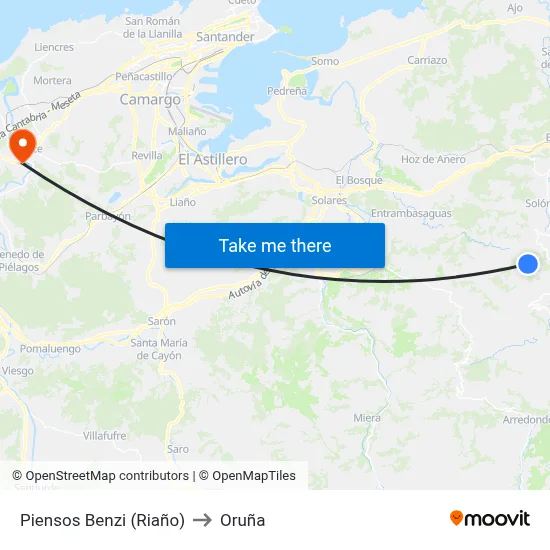 Piensos Benzi (Riaño) to Oruña map