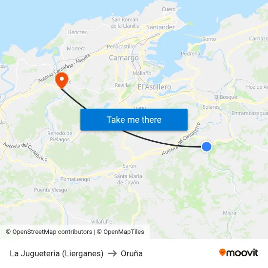 La Jugueteria (Lierganes) to Oruña map