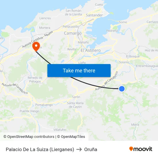 Palacio De La Suiza (Lierganes) to Oruña map