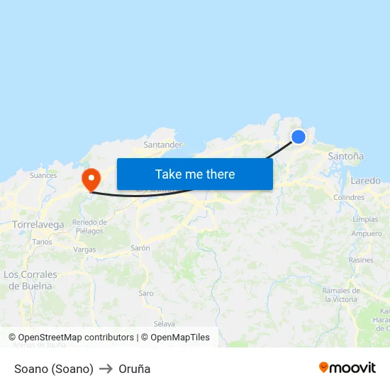 Soano (Soano) to Oruña map