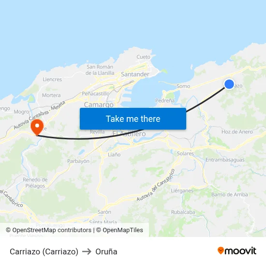 Carriazo (Carriazo) to Oruña map