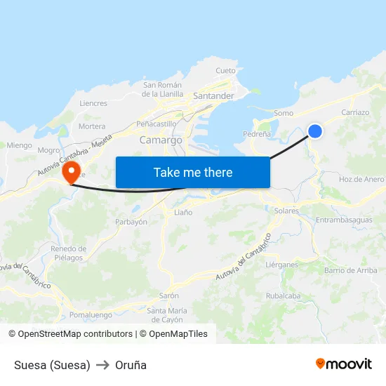 Suesa (Suesa) to Oruña map