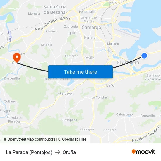 La Parada (Pontejos) to Oruña map