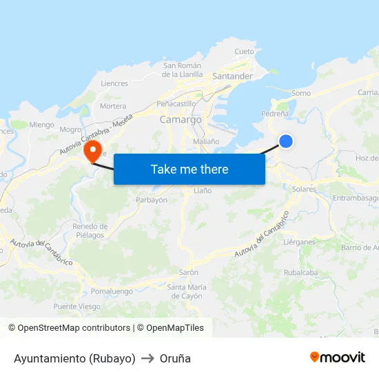 Ayuntamiento (Rubayo) to Oruña map