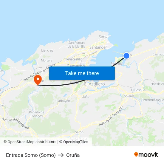 Entrada Somo (Somo) to Oruña map
