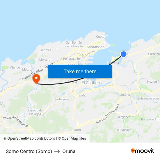 Somo Centro (Somo) to Oruña map